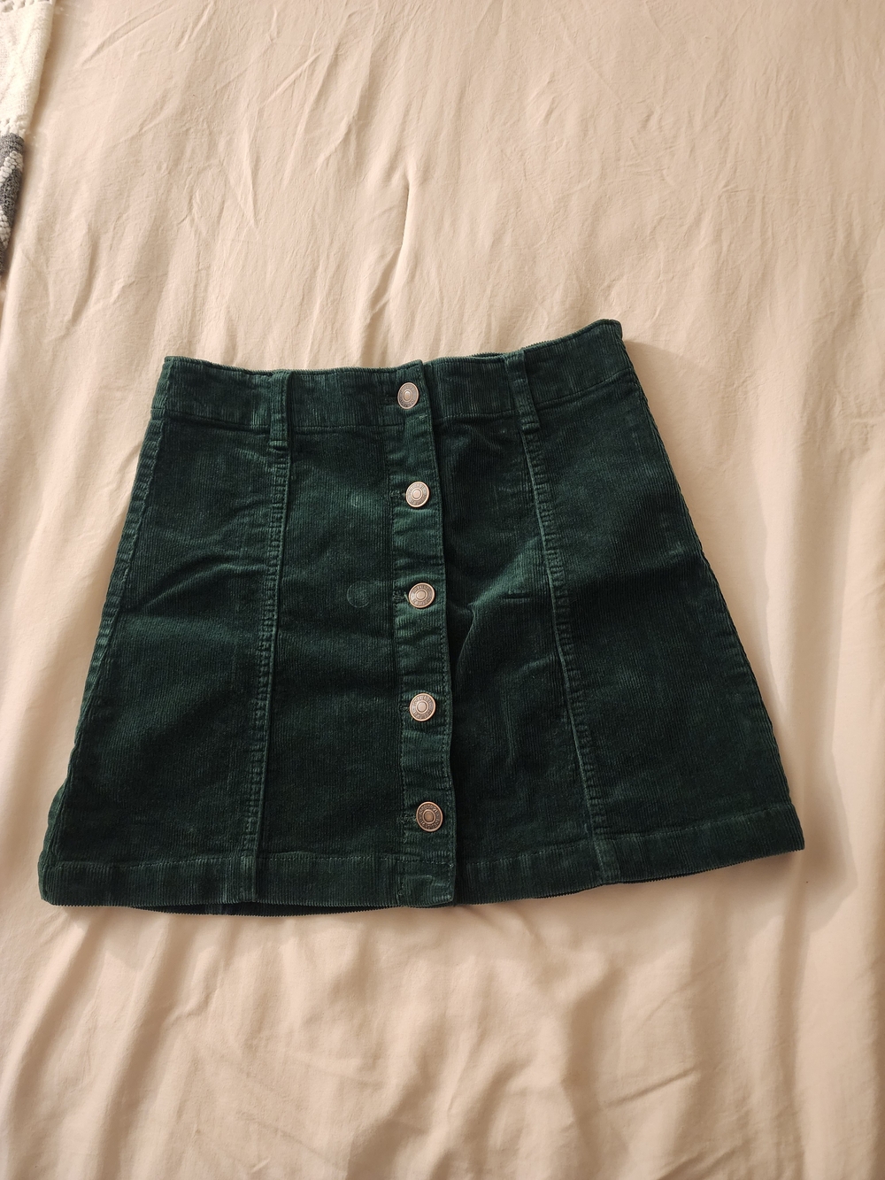Forever 21 Dark Green Corduroy Button-Front Mini Skirt